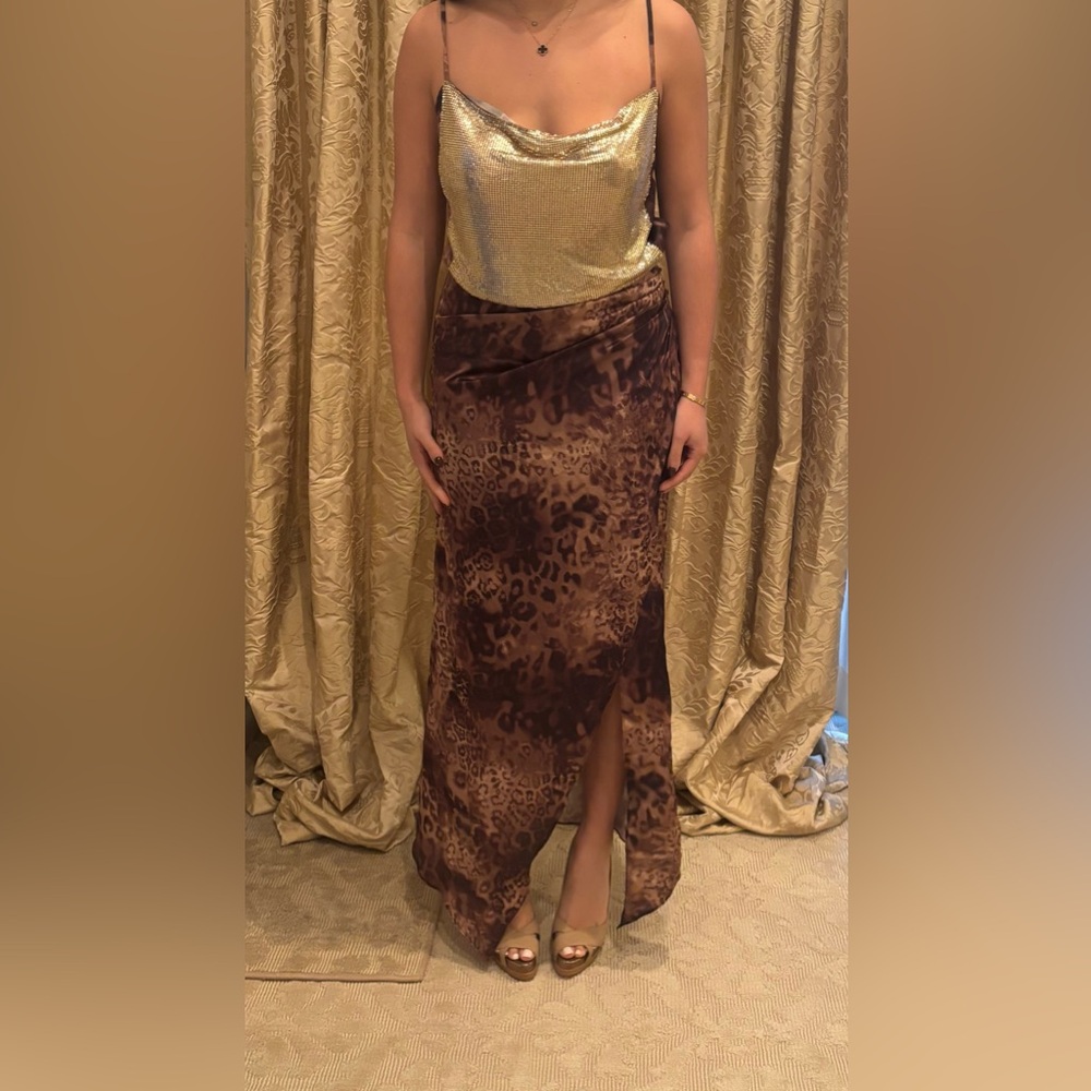 Leopard Print gown gold Chain detail by Ramy Brook sample size 0-2 NWT